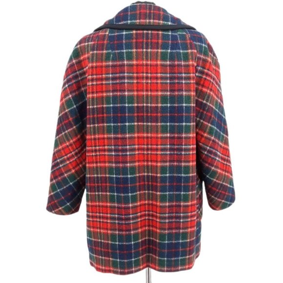 VTG 60s Penguin Fashions Multicolor Plaid Wool Fleece Lined Car Coat Pockets M - Picture 7 of 11